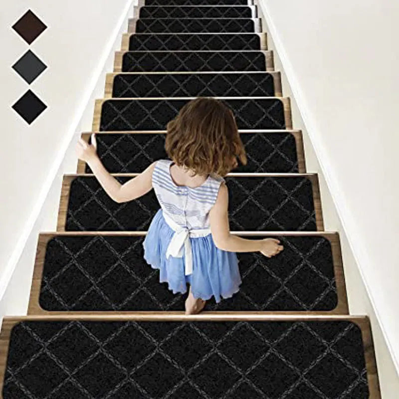 20x76cm Soft Stair Mat – Self-Adhesive Non-Slip Water Absorption Carpet Protector, Variety Pattern Rug for Stairs