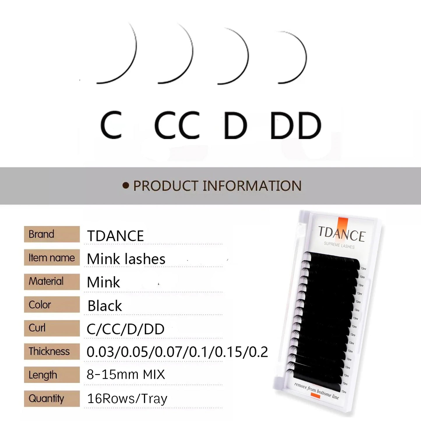 TDANCE Classic Korean PBT Faux Mink Eyelash Extensions – 16 Row Matte Black Russian Volume Individual Lashes for Professional Makeup & Salon Use