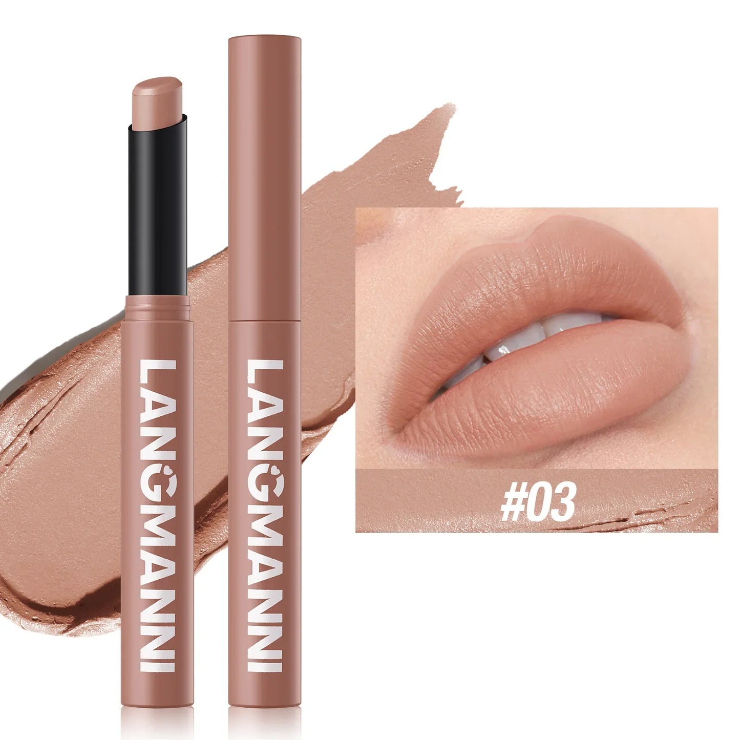 12-Color Matte Lipstick Pencil – Waterproof, Long-Lasting Non-Stick Lip Stain Tint Nude Makeup Pen