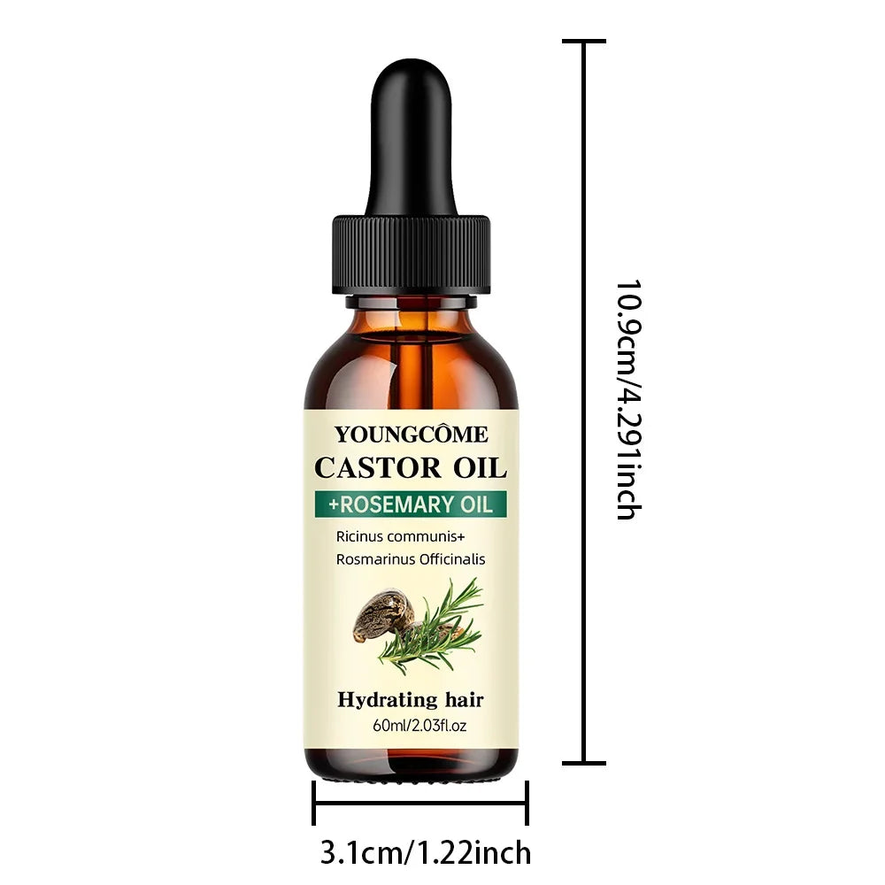 Castor & Rosemary Hair Growth Oil - Natural Blend for Thicker, Shinier Hair and Split End Care