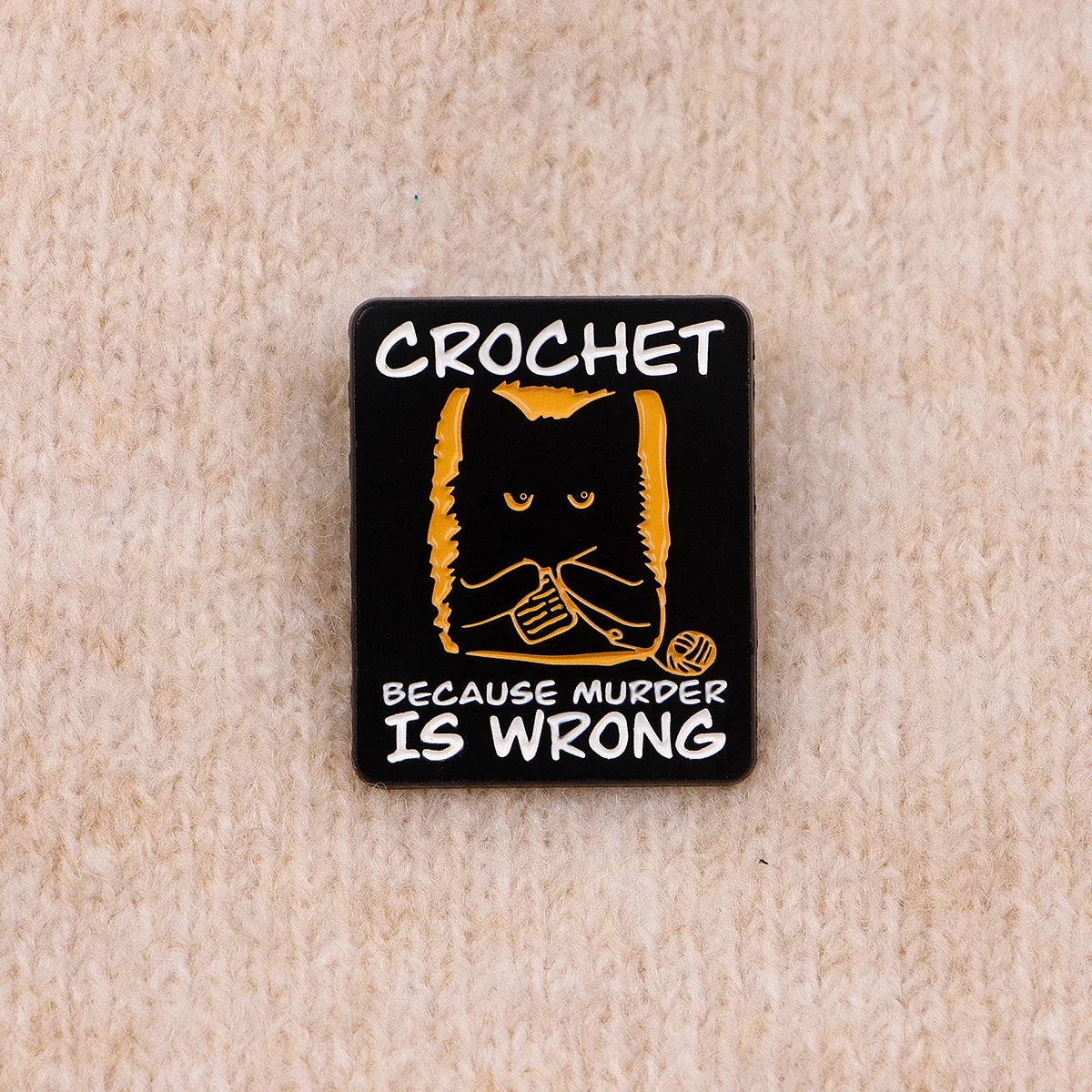 Cute Black Cat Enamel Pin - Crochet Style Brooch Badge for Backpack Hat Collar Lapel Cosplay Accessories Gift