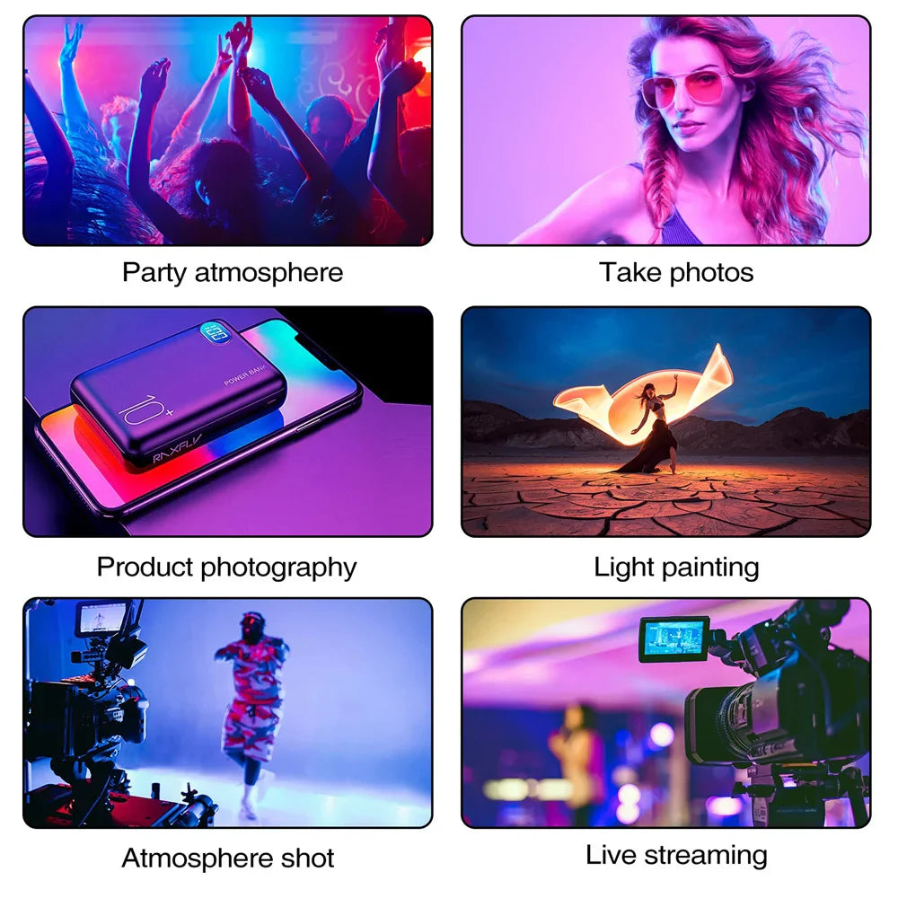 RGB LED Stick Light Wand Handheld Tube Video Light 3000K-6000K 2600mAh Rechargeable Photography Fill Lamp for Studio & Vlogging