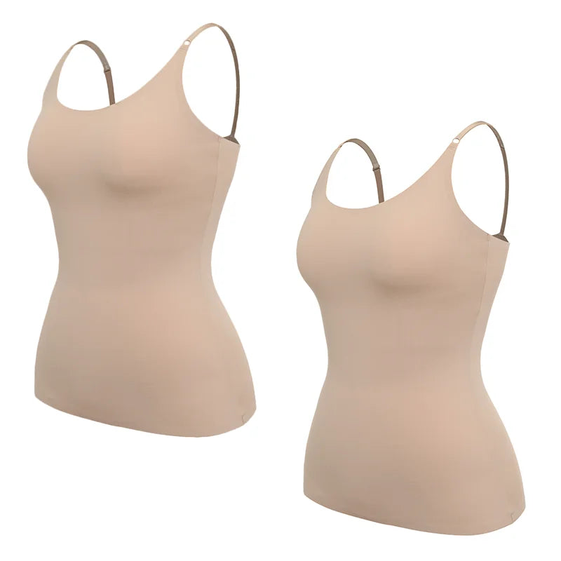 Women’s Seamless Tummy Control Shapewear Cami - Smooth Slimming Compression Tank Top Body Shaper
