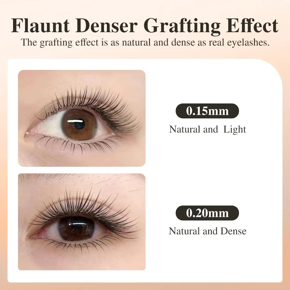 NAGARAKU Flat Ellipse Eyelash Extensions – L Curl Matte Charcoal Split Tip Lashes 0.15/0.20 Super Soft Natural Look