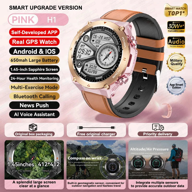 2025 Xiaomi GPS Sports Smartwatch — Waterproof Fitness Tracker with Bluetooth Call & 650mAh Battery for Men & Women