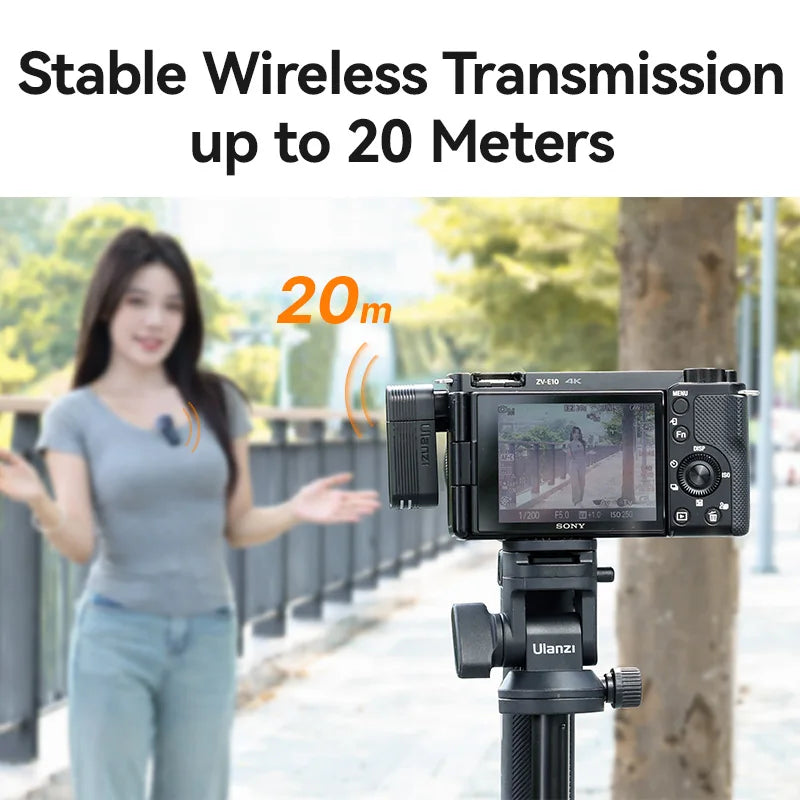 Ulanzi A100 Wireless Lavalier Microphone — Real-Time Monitoring MIC for iPhone 16/15 Pro(Max) & Camera Recording (J12 Upgrade)