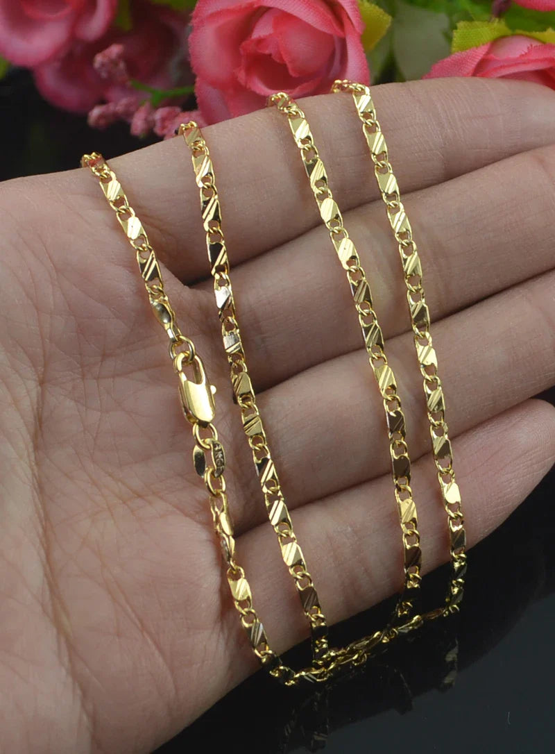 Exquisite 18K Gold-Filled Necklace for Men & Women – 16-30 Inch Fashion Jewelry Chain