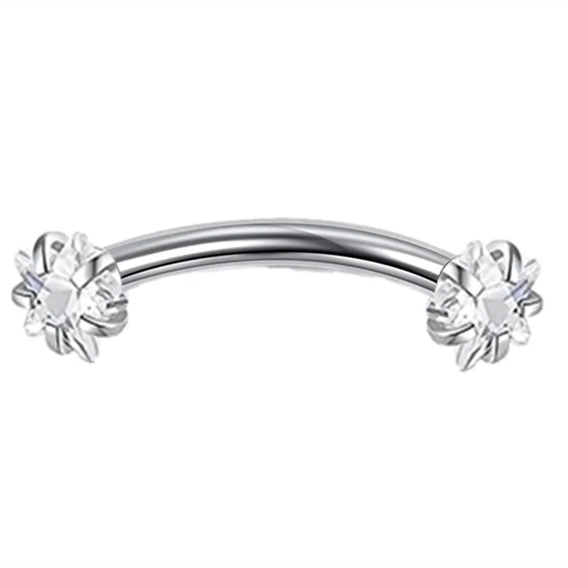Crystal Curved Barbell Piercing Earrings – Daith, Helix, Tragus & Cartilage Body Jewelry Stud Ring