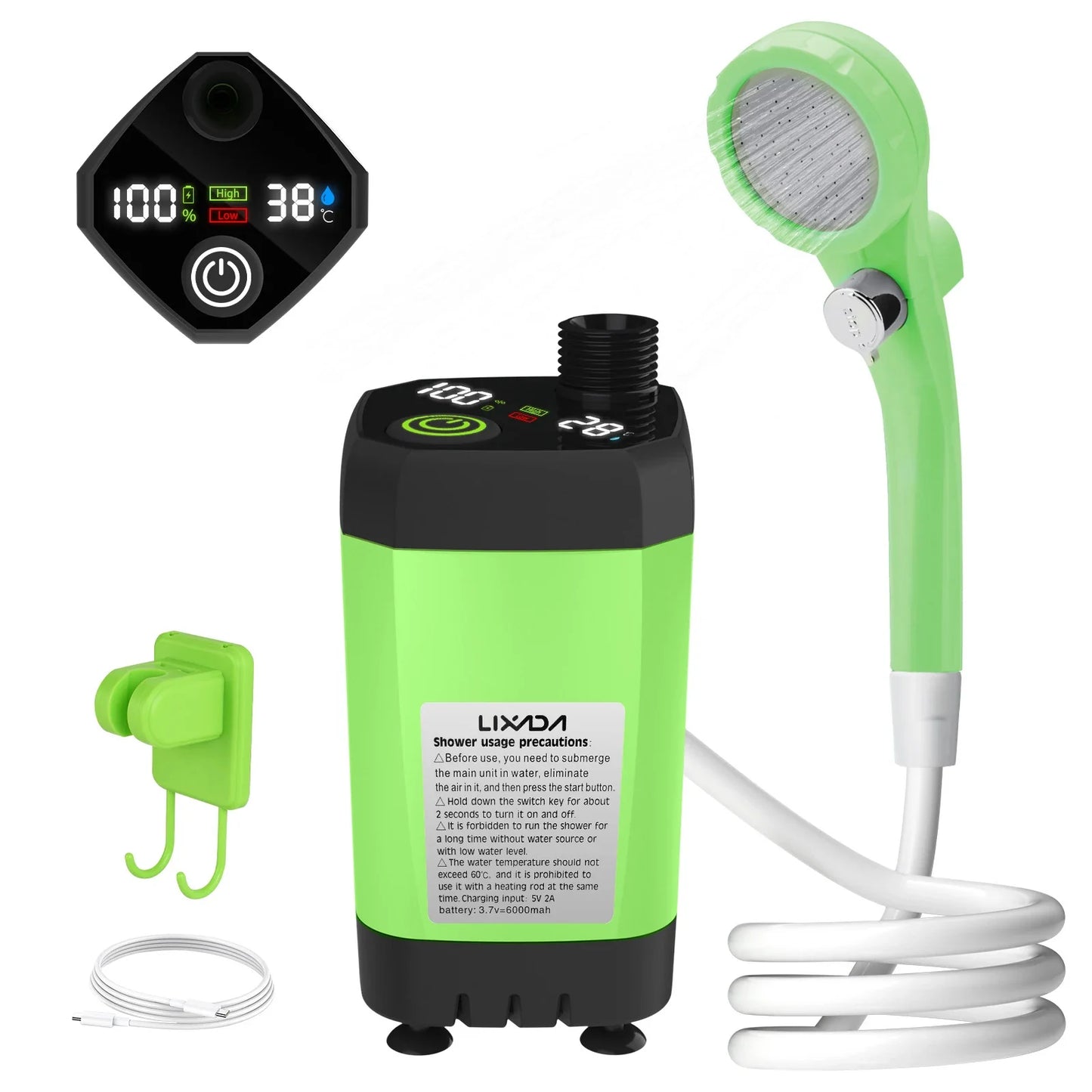 Portable RV Camping Shower Pump β Outdoor Shower Kit with Intelligent Digital Display & Adjustable 6000mAh Power
