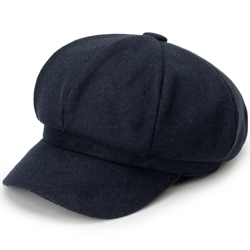 Solid Color Woolen Beret - Fashionable Cotton Hat, Windproof, Universal Fit for Men & Women, Autumn and Winter