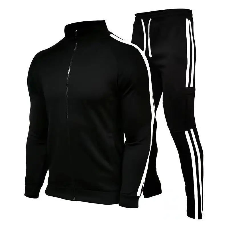 Men’s Zipper Stand Collar Workout Set Sports Tracksuit Sweatshirt & Jogger Fitness Running Training Outfit 2024 New Activewear Set