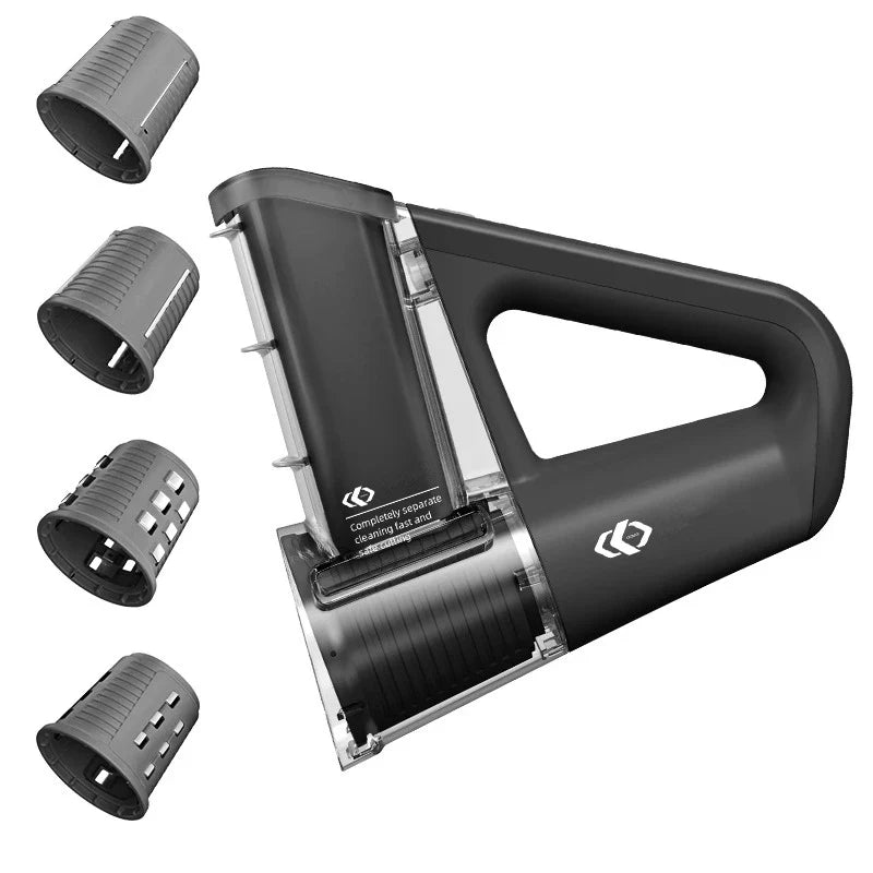LMETJMA Electric Cheese Grater & Salad Maker – 40W Portable Rotary Slicer Shredder with 4 Blade Attachments (JT363)