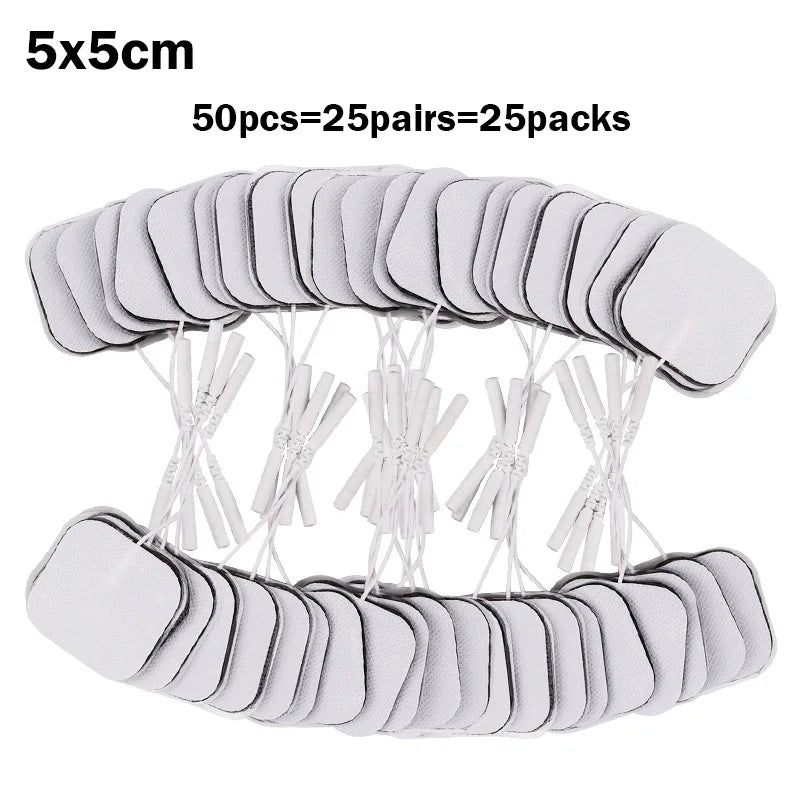 100/50pcs 5x5cm Muscle Stimulator Electrode Pads – Self-Adhesive Non-Woven Replacement for TENS Therapy Machines
