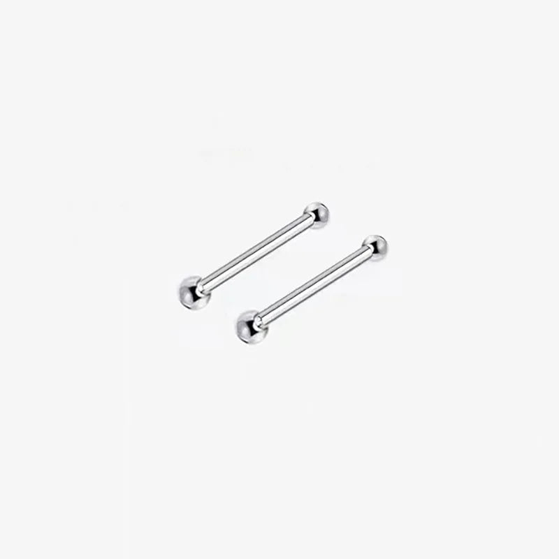2PCS Silver Needle Ball Stud Earrings for Women – Tiny Round Ear Piercing Jewelry