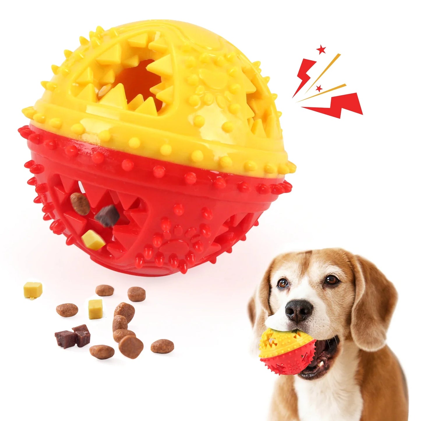 Dog Chew Sound Ball Toys - Interactive Treat Dispensing Teeth Cleaning & Training Pet Toy