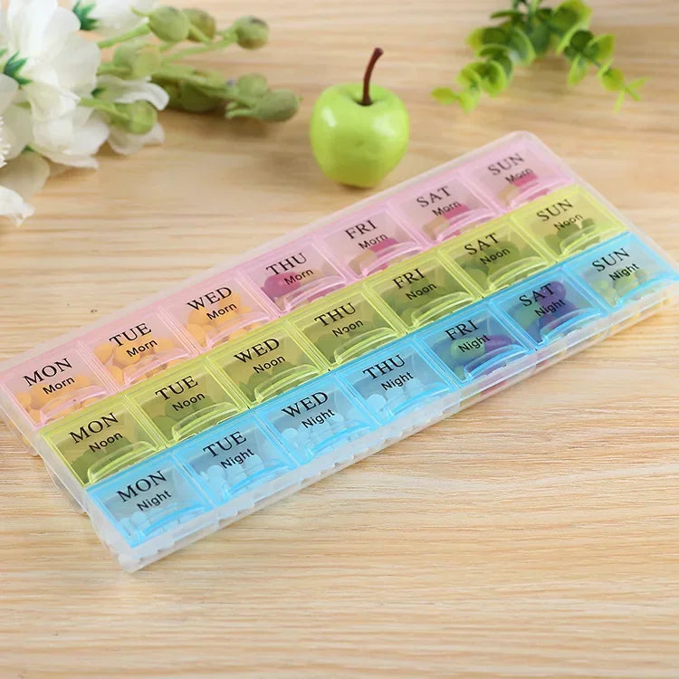 Weekly Pill Organizer Box – 2/3/4 Row Medicine Storage Container with Compartments for 7 Days