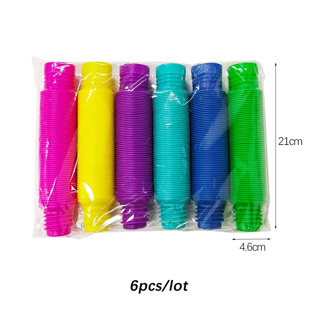 Flexible Telescopic Pop Tube Toys (6–24PCS) – Stretchable Sensory Stress Relief Tubes for Kids & Adults Decompression Fidget Toys