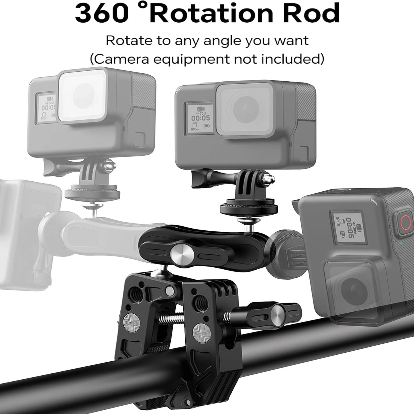 Multifunctional Crab Clamp Mount – Heavy Duty Metal Sports Camera & Phone Holder with Universal PTZ Arm for Outdoor Photography & Expansion Rig Setup