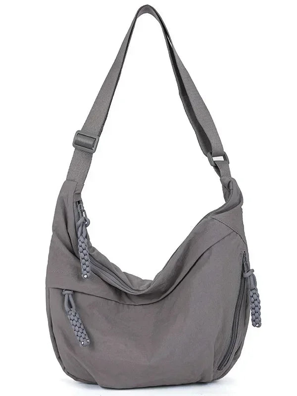 Trendy Women’s Soft Cloth Shoulder Bag | Solid Color Casual Crossbody & Hobo Bag for Students