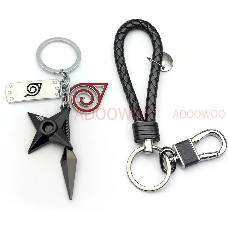 Bandai Naruto Red Cloud Alloy Keychain Set – 20 Styles Anime Woven Leather Rope Charm Car Pendant Punk Jewelry Gift Accessories
