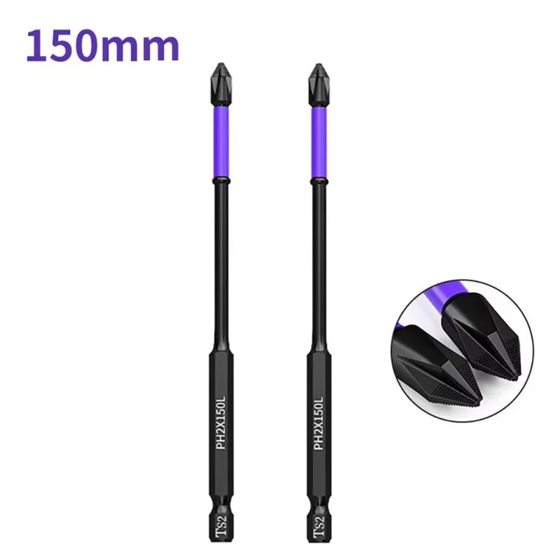 6/12 Pcs Magnetic Screwdriver Bits Set – Phillips & Hex Shank Impact Driver Bits, Non-Slip Shockproof Alloy Steel for Power Tools