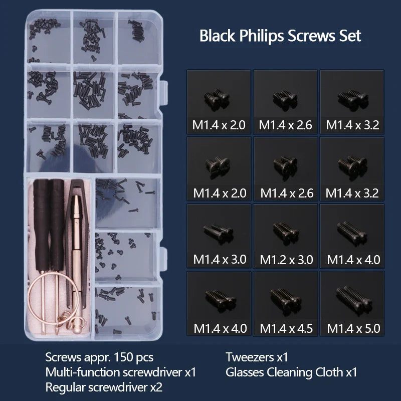 Eyeglasses Repair Kit with Screwdriver, Screws & Nose Pads – Complete Optical Repair Tool Set for Glasses & Sunglasses