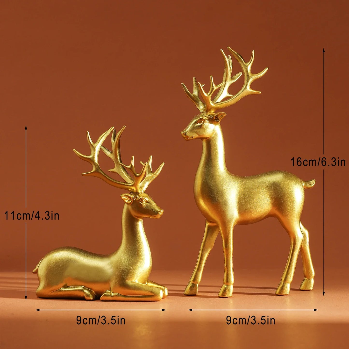 2-Piece Mother & Baby Deer Figurines – Cute Kawaii Sculptures for Kids Room & Christmas Home Decor