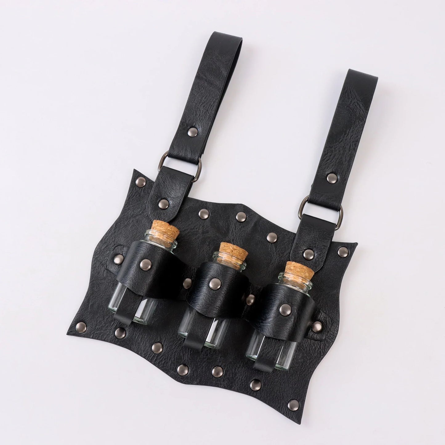 Renaissance Leather Belt Pouch Set – 3 Potion Bottles Holder for Medieval Festival, Halloween Costume