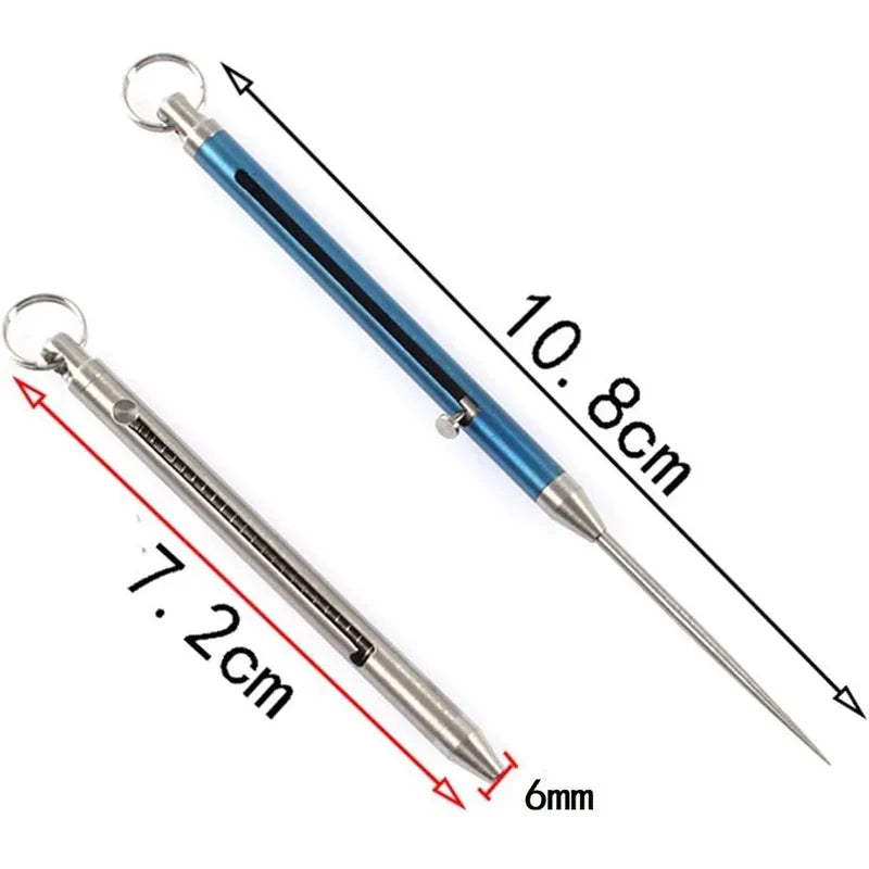 Black Titanium Alloy EDC Telescopic Toothpick Keychain – Camping Fruit Fork & Unpacking Tool Pendant Gift