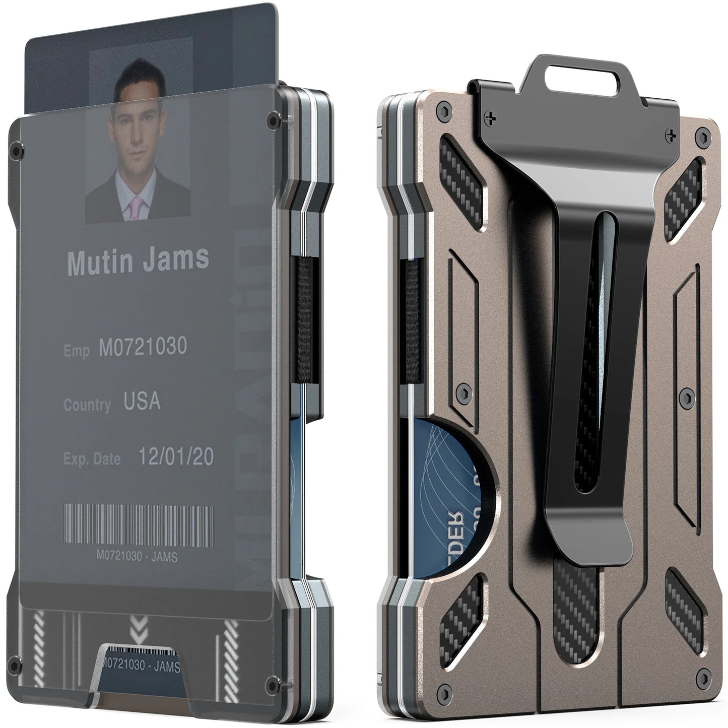 Slim RFID Blocking Metal Wallet for Men – Minimalist Aluminum Money Clip with Clear ID Holder, Holds Up to 15 Cards