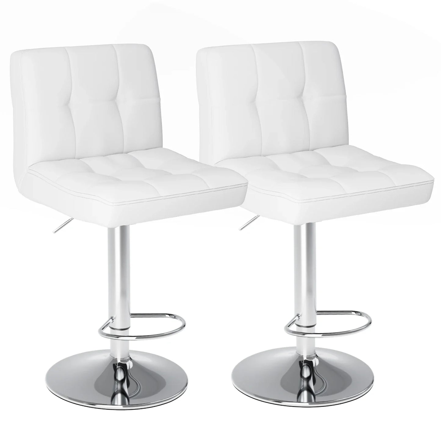 PU Leather Bar Stools Set of 2 – Upholstered Counter Height Stools with Comfortable Backrest, SGS Certified Gas Cylinder