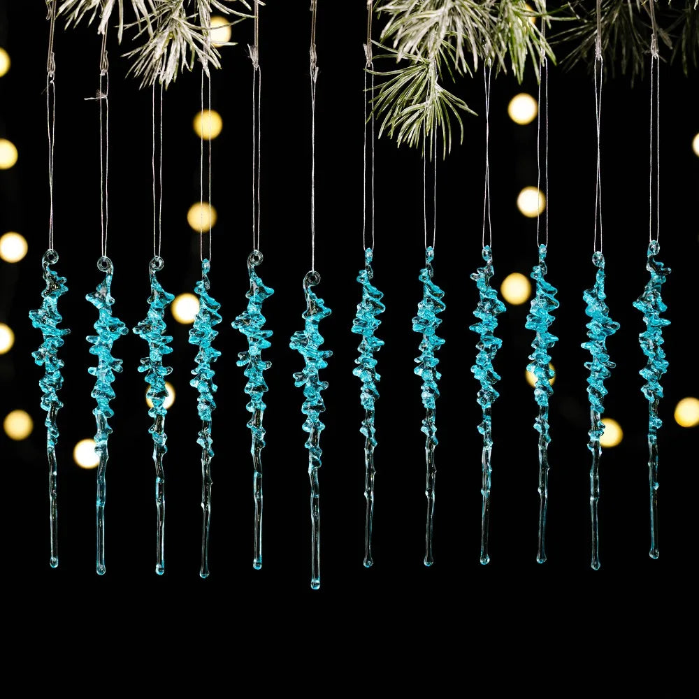 12pcs Transparent Christmas Hanging Pendants – Snow, Star & Acrylic Holiday Decorations