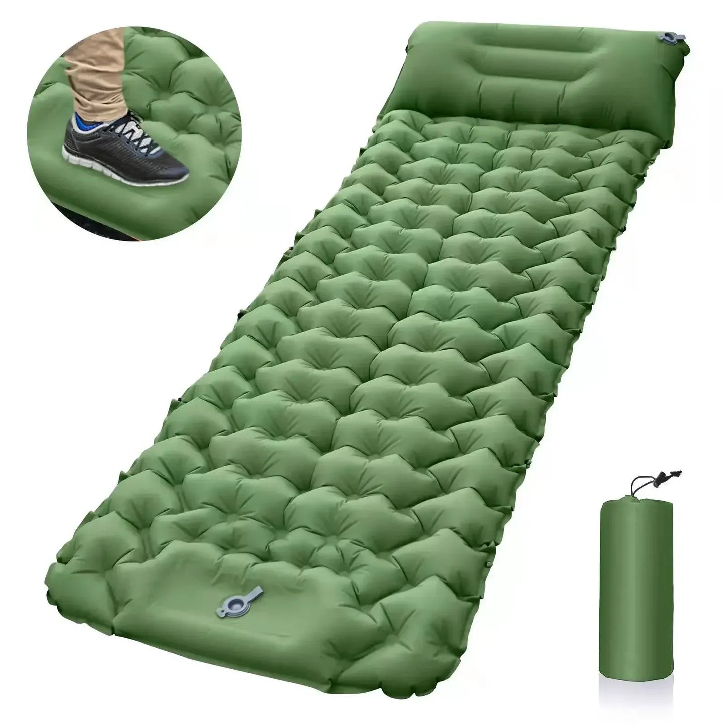Outdoor Inflatable Sleeping Pad – Ultralight Camping Mattress with Pillows for Hiking & Trekking