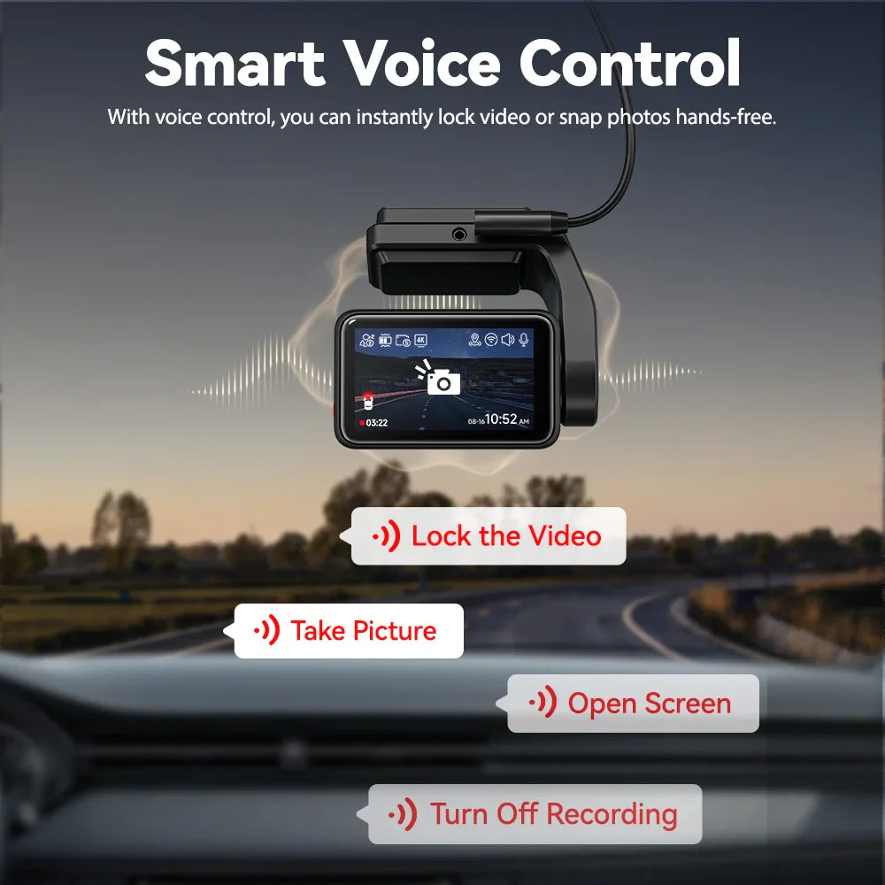 REDTIGER A4 4K Dash Cam Front & Rear – GPS, 5G WiFi, Touch Screen, Night Vision, 24H Parking Mode & Voice Control Drive Recorder
