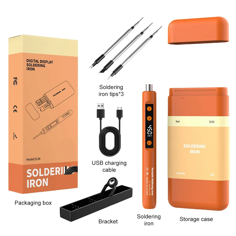 Type-C Digital Soldering Iron Kit - Adjustable Temperature Mini Electric Repair Tool with Fast Heating