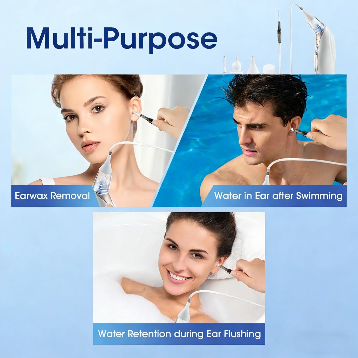 2-in-1 Intelligent Earwax Remover Vacuum Kit – 3-Level Adjustable Suction, Low-Noise Ear Cleaning & Dryer Tool for Adults & Kids