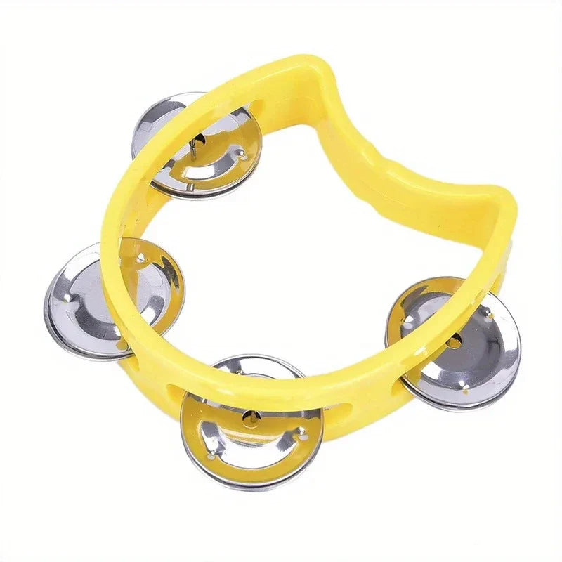 Plastic Handheld Tambourine – 4-Bell Percussion Instrument for Adults, Rhythm Music Toy