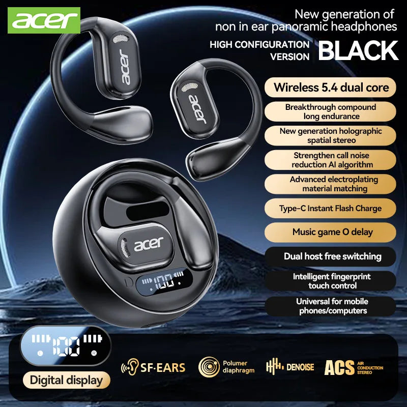 Acer OHR510 Wireless Bluetooth Headphones – Open-Ear Sports Earphones for Running, Fitness, Mobile, Tablet & Laptop Multi-Device Compatibility
