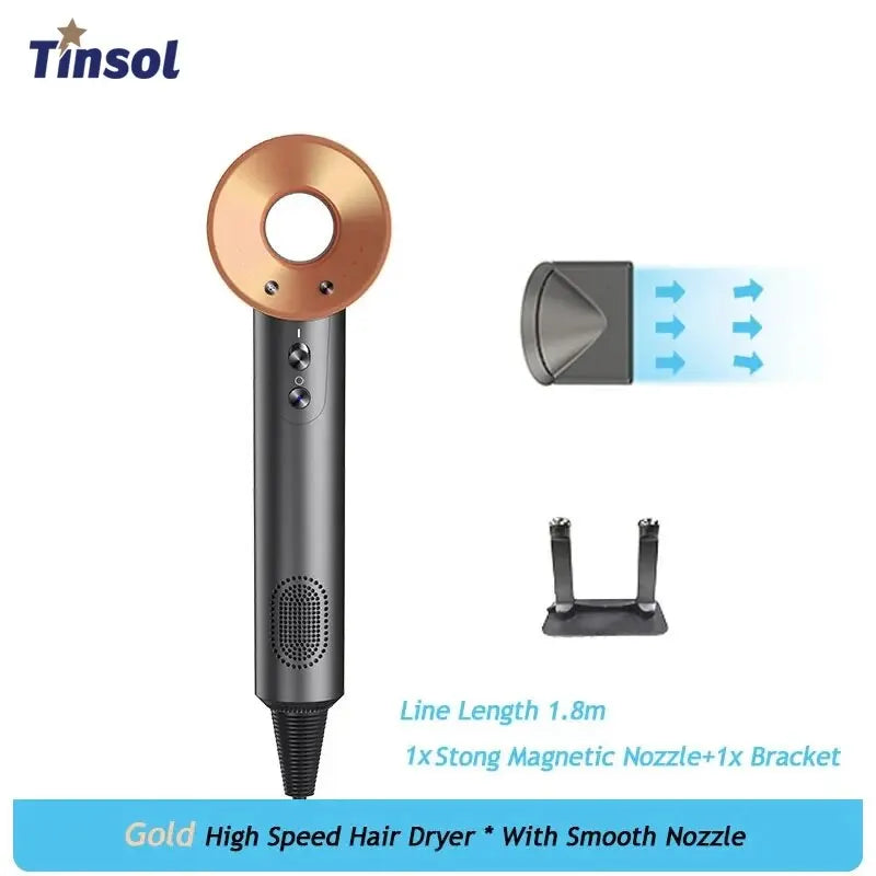 Professional Leafless Hair Dryer – Powerful Negative Ion Quick-Dry with 5 Attachments & Constant Anion Technology