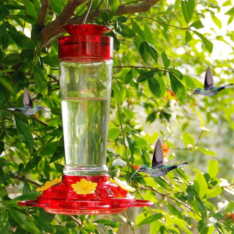 Suspended Hummingbird Feeder – 13.5oz Bird Feeder with Hook and 5 Nectar Feeding Ports