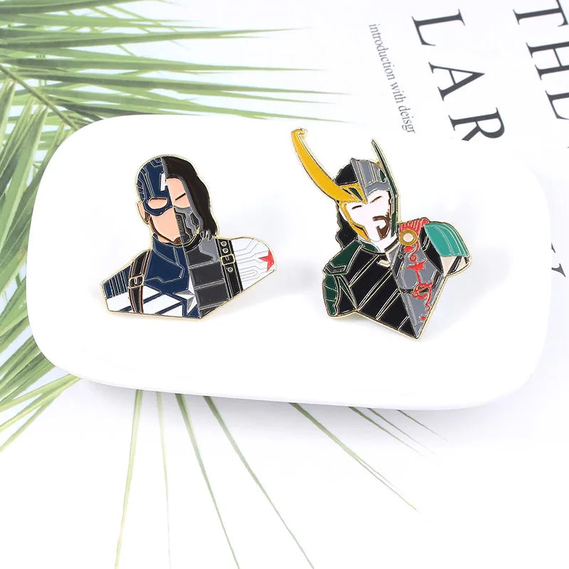 2-Piece American Hero Enamel Pin Set - Metal Lapel Badges for Cosplay & Gifts