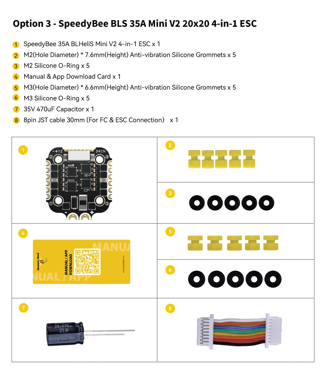 SpeedyBee F405 Mini Flight Controller + BLS 35A Mini V2 4-in-1 ESC — 20x20 for FPV Racing Drone