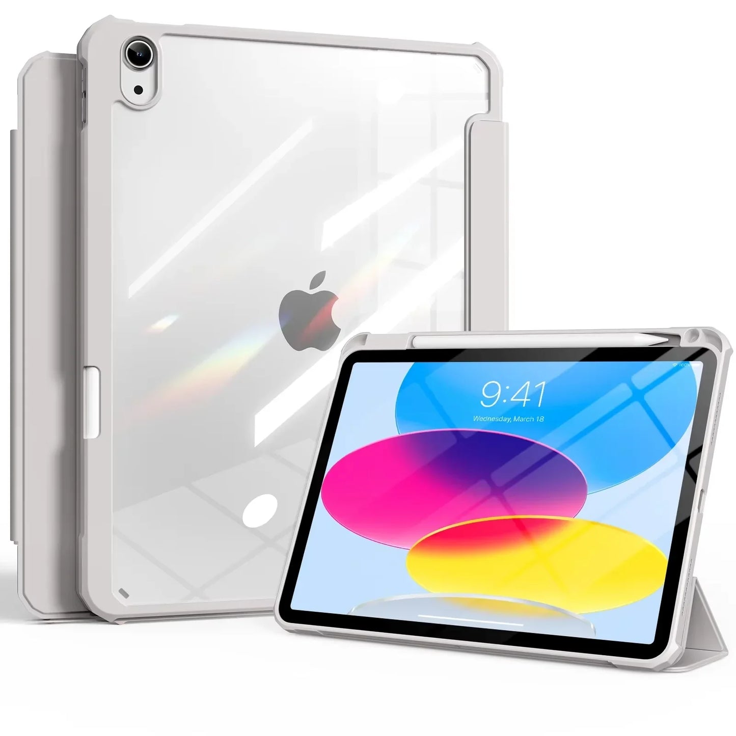 iPad 10th & 11th Gen Case 2022 – Hybrid Slim Tri-Fold Stand Cover with Pencil Holder, Protective Tablet Case