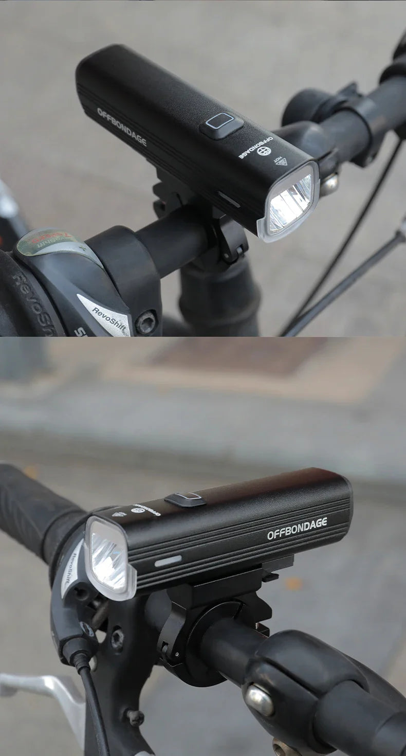 OFFBONDAGE 1000 Lumen Bicycle Light - USB Charging Bike Headlight & Power Bank | MTB & Road Highlight Flashlight for Handlebar