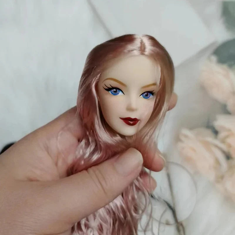 30cm Lady Doll Head – Big Wavy Curly Hair, 1/6 Dress-Up Accessory for Girls DIY Toys
