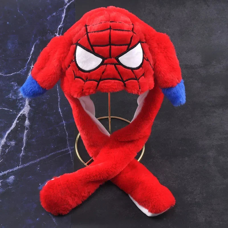 2024 Anime Cosplay Spider-Man Plush Hat – Cute Glowing Bear & Bunny Ears, Moving Jumping Preppy Toy Cap Gift