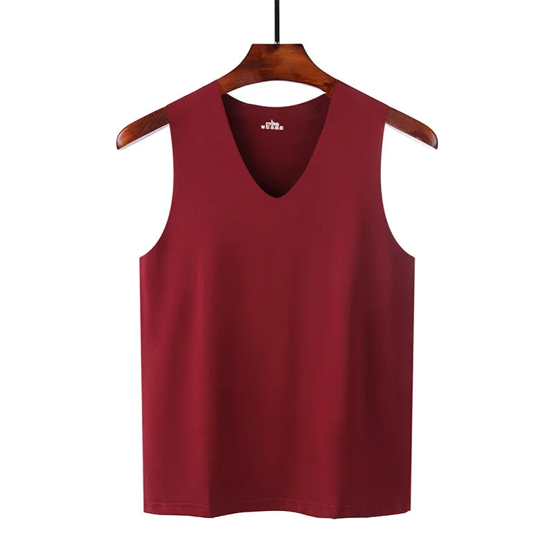 Men’s Silk Seamless Tank Top – Sleeveless Sport Vest Casual Gym Undershirt for Summer Comfort Wear