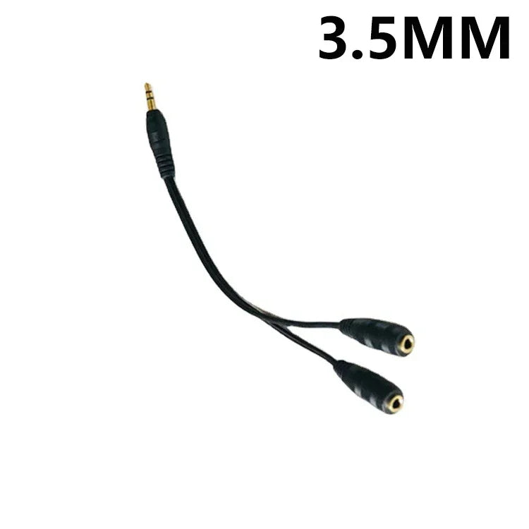 Dual Female 3.5mm Audio Y Splitter Cable 1 Male to 2 Female Adapter for Earphones Headphones MP3 MP4