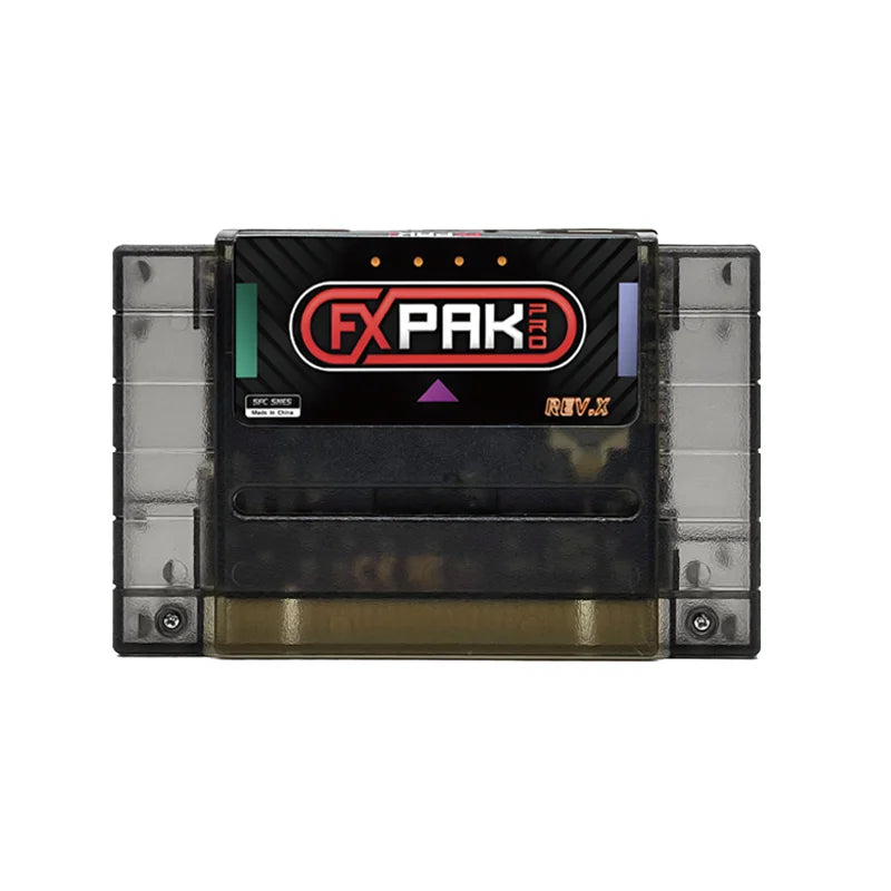 EVERGENESIS FXPAK Pro Rev. X SNES Game Cartridge – SD2 Flash Card for SFC/SNES 16-Bit Console with 8GB Memory Card