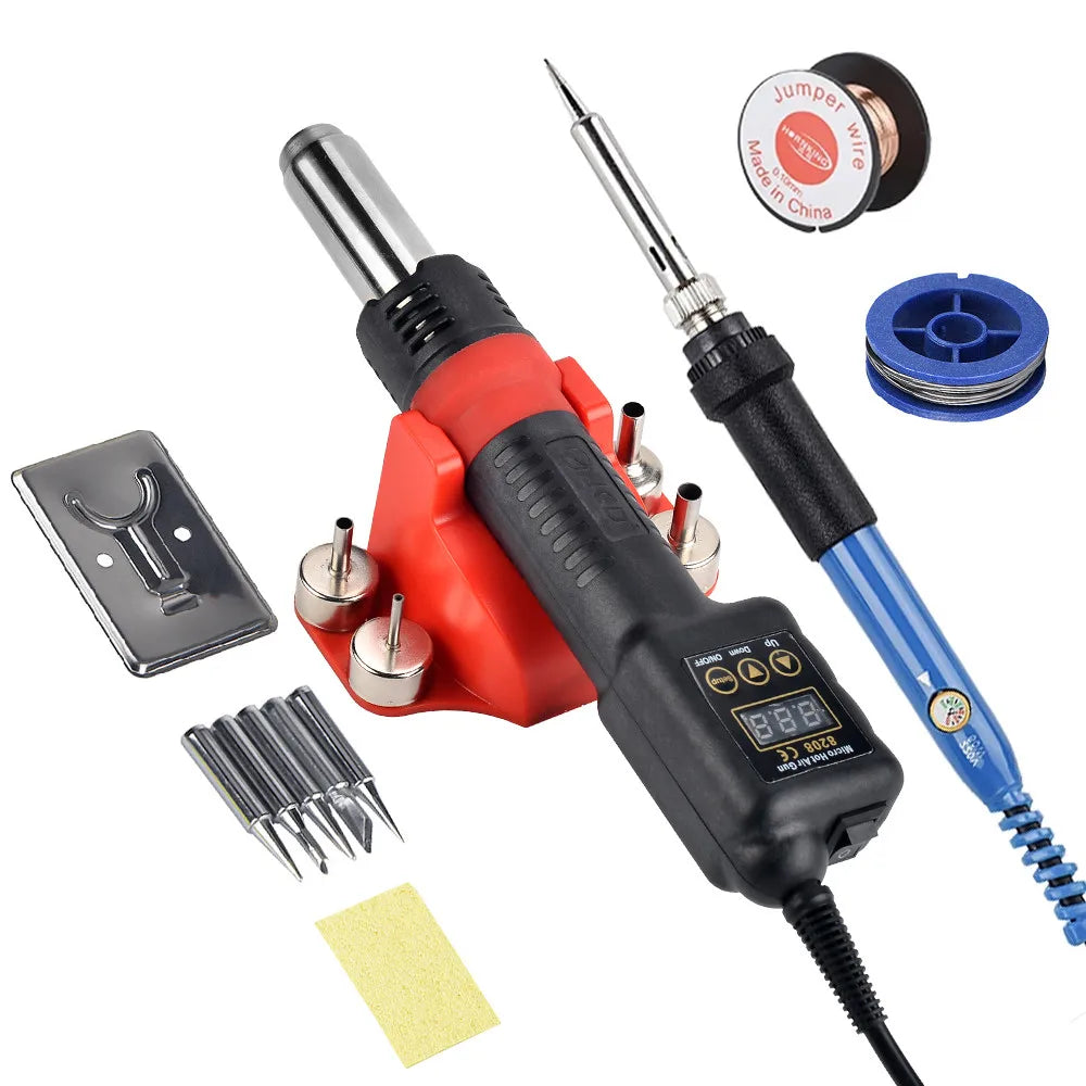 JCD Micro Hot Air Gun 8208 – 750W Soldering & Welding Rework Station, LCD Display All-in-One Heat Gun for BGA & IC Soldering
